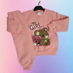 Šiltas, rausvas komplektukas "Happy girl"