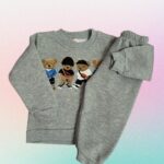 Pilkas "Meškiukai" šiltas komplektukas